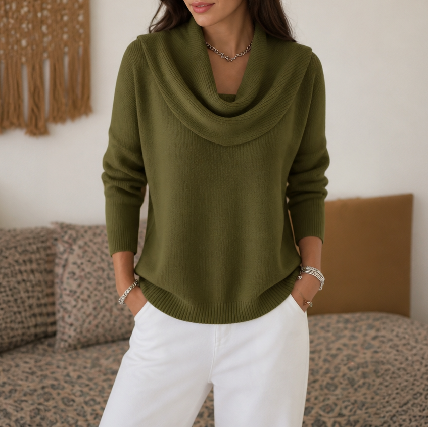 Jersey Drapeado con Cuello Chimenea | Agueda