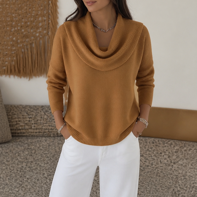 Jersey Drapeado con Cuello Chimenea | Agueda
