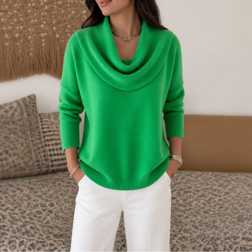 Jersey Drapeado con Cuello Chimenea | Agueda