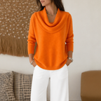 Jersey Drapeado con Cuello Chimenea | Agueda