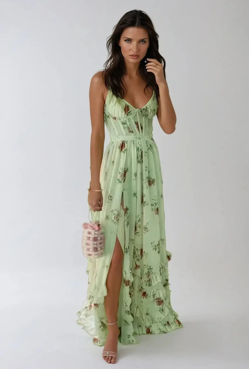 Vestido Largo Maxi Tirantes Abertura | Violeta